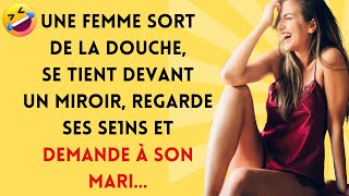 Blague Du Jour! 🤣 Une Femme Se Tient Devant Un Miroir Und… Blagues Drôles 🤣