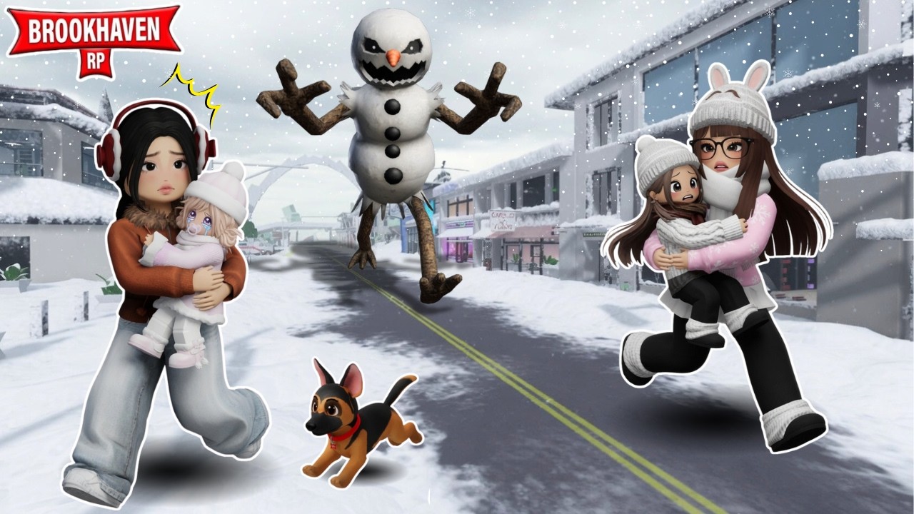 SOBREVIVIMOS AL ATAQUE DEL MONSTRUO DE LA TORMENTA DE NIEVE CON MI HERMANA EN BROOKHAVEN ROBLOX