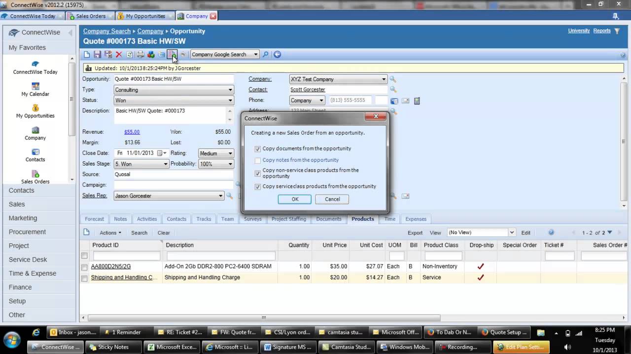 Moving order from Quosal to ConnectWise YouTube