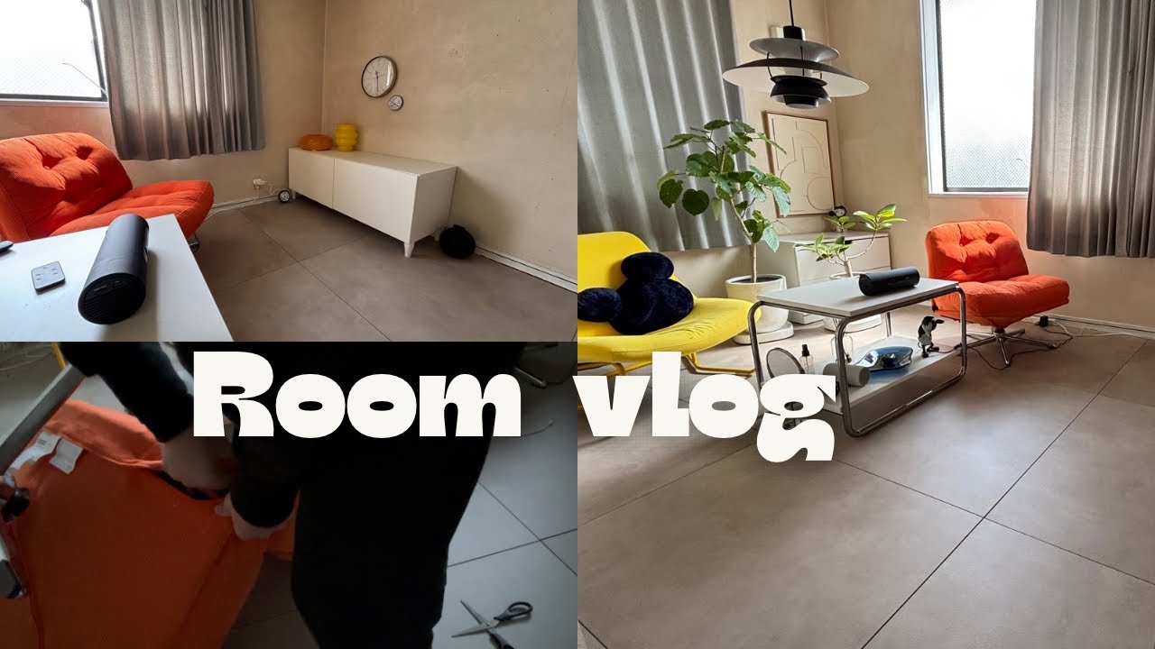 【42歳6畳実家暮らし】 IKEAディブリンゲ パーソナルチェア ゲーリングオレンジ開封設置|ヴァルムブリクストLEDテーブル/ウォールランプ設置模様替え