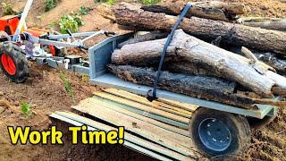 Driving RC Mini Tractor to Transport Wood From the Field! | RC Diy Tractor video |