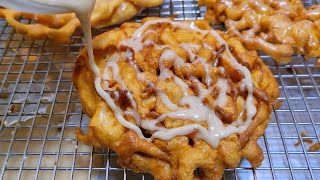 GLAZED Funnel Cake is AMAZING! How to make FUNNEL CAKE