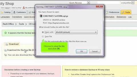 How to restore and backup your database in PrestaShop (Flipper Host)