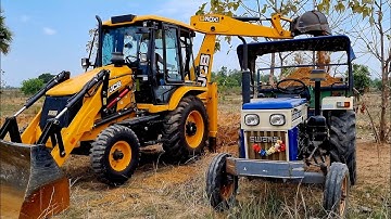 Jcb 3dx Eco Xpert Machine Loading Mud In Mahindra YUVO and Swaraj Tractor | Jcb and Tractor Video