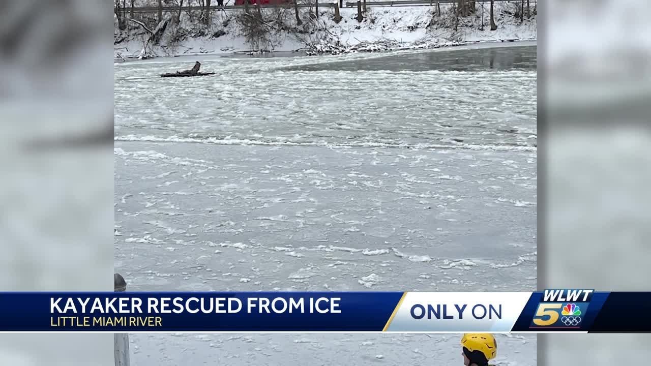 Kayaker rescued 2from ice in Little Miami River - YouTube