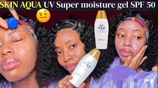 SKIN AQUA UV super moisture gel sunscreen SPF 50 review | Best sunscreen for oily skin
