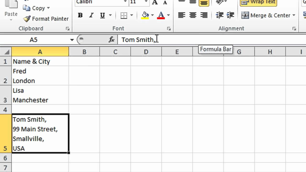 Excel Tip 001 Create New Line In Excel Cells