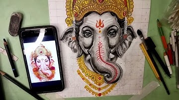 Ganesha Drawing Sketch, Ganpati Bappa Drawing With Musak, Ganesh Chaturthi Drawing, Shading Tutorial