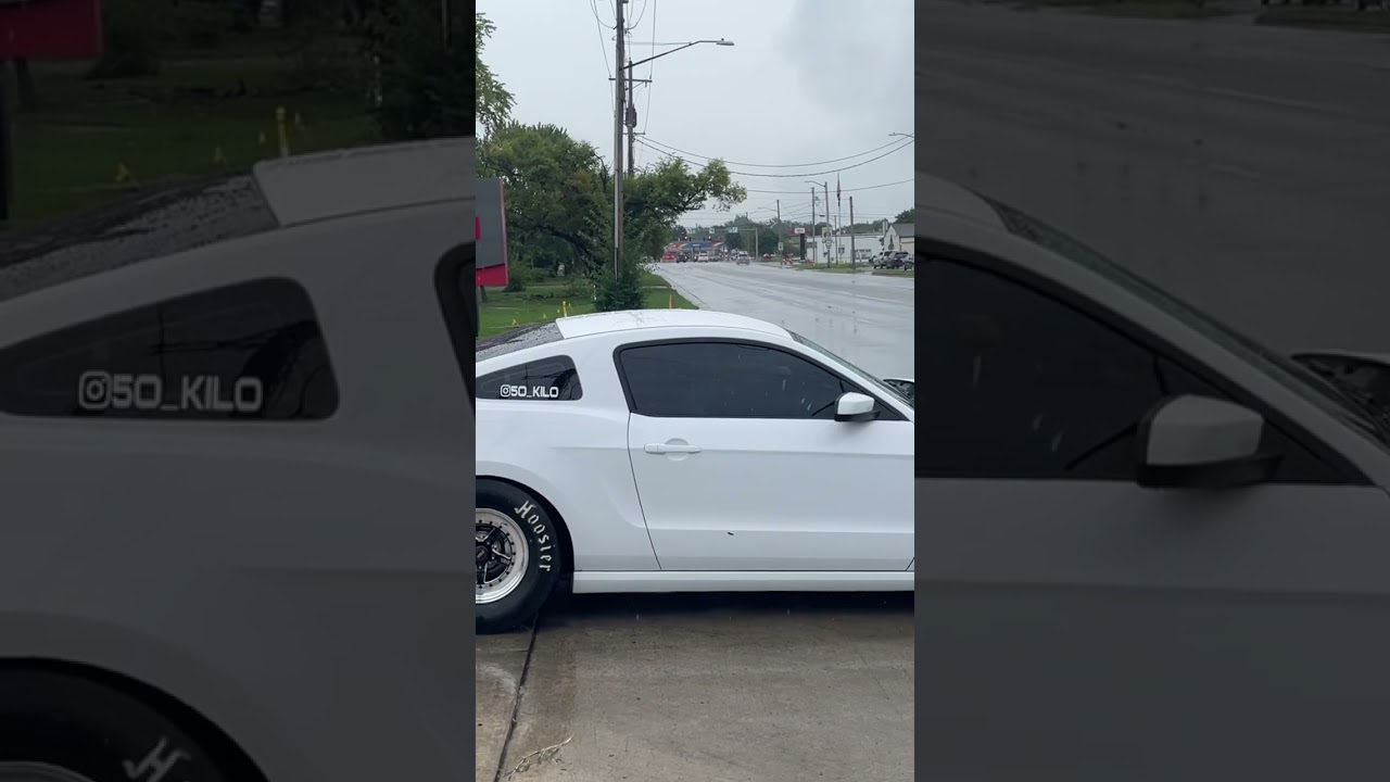 Mustang with BOSS 302 engine with huge turbo and side exhaust