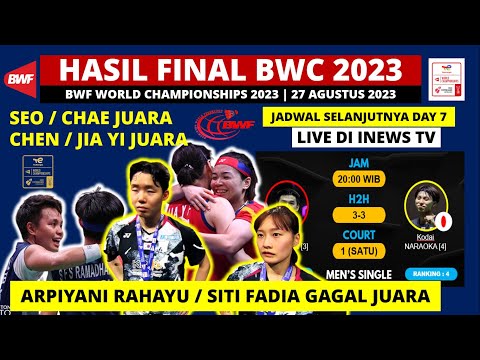 Hasil Final BWF World Championship 2023 Hari ini: Apriyani /Siti Fadia Kalah ~ SEO / CHAE Juara BWC