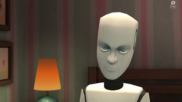 Crash Test Dummy Scares Android Male/Grounded