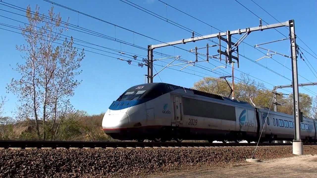 connecticut sun Two Acelas at View Interlocking, 4-27-12