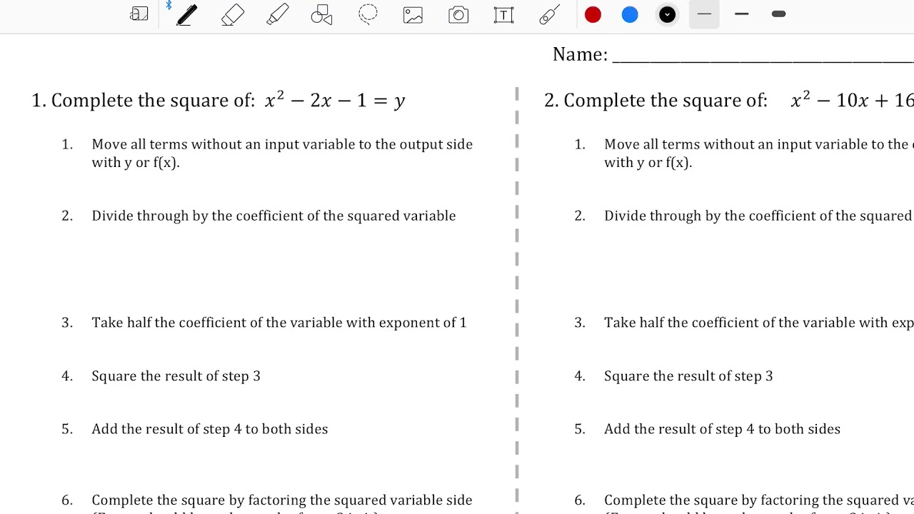 Assignment: Completing the Square - YouTube