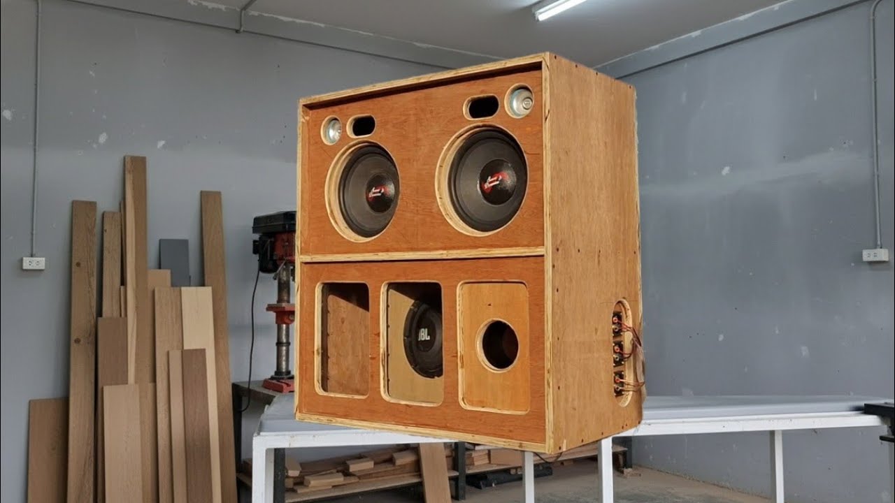 Turning Birch Play Wood into 420W DIY Bluetooth Subwoofer - Thailand build based.