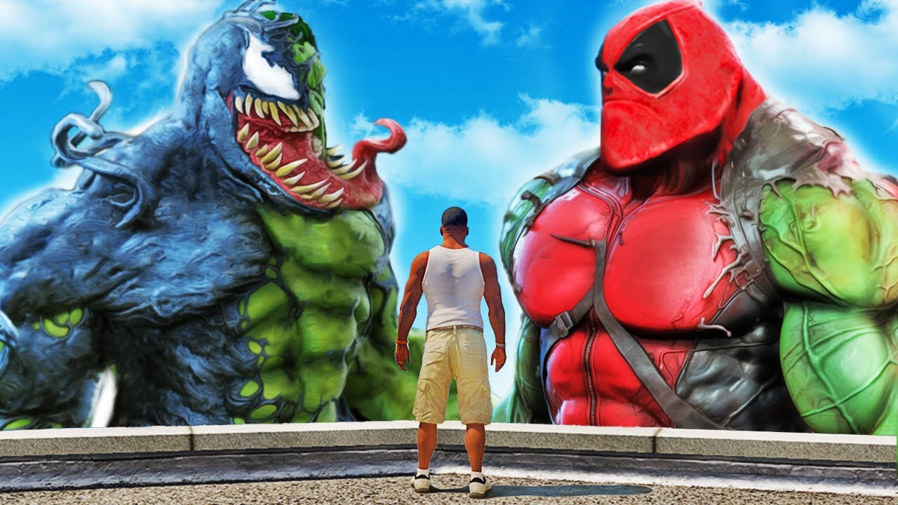 VENOM HULK vs DEADPOOL HULK (GTA 5 Mods)