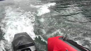 Seamax Ocean 380 with Mercury 9.8 hp Motor on a Mountain Lake Seamax Ocean 380 with Mercury 9.8 hp Motor on a Mountain Lake