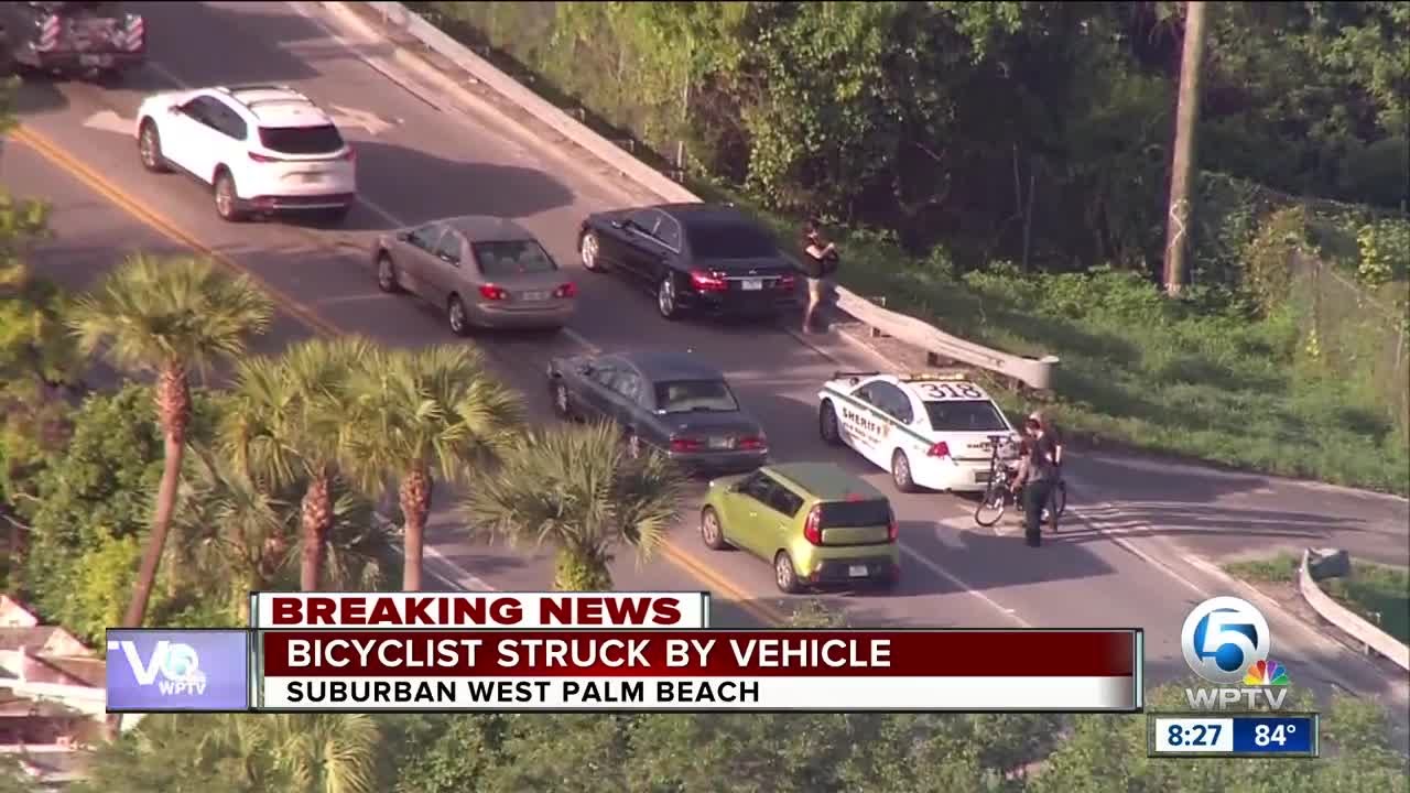 Bicyclist hit by vehicle in suburban West Palm Beach - YouTube