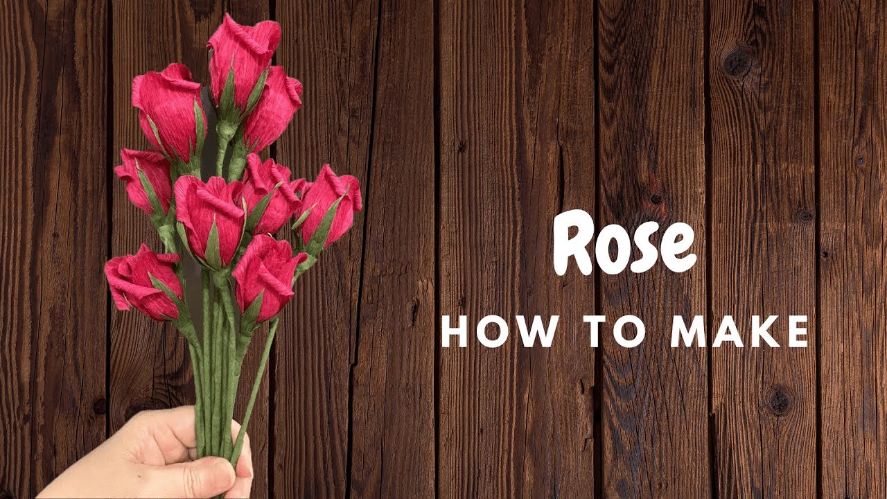 How To Make Rose - Crepe Paper Tutorial كيف تصنع وردة الجوري بورق الكوريشه - أسهل طريقة