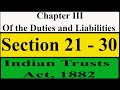 Chapter III Part II || Section 21-30 || Indian Trusts Act, 1882 #archnasukhija #indiantrustsact1882