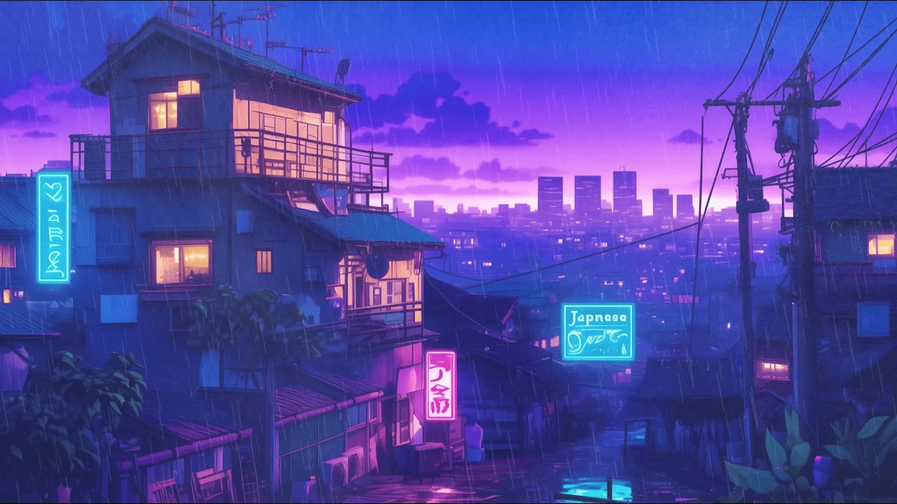Umbrella Static 🌧️ Rain Lofi 💿 80’s & 1990 🎧 Lofi Hip Hop Beats | The Japanese Town