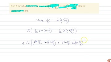 Find `theta`  for which the expression `sin(theta+pi/6)+cos(theta+pi/6)`  attains maximum value