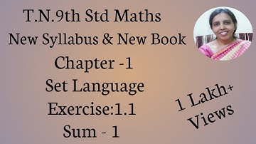 T.N.9th std maths  Exercise:1.1 Sum - 1 | Set Language.