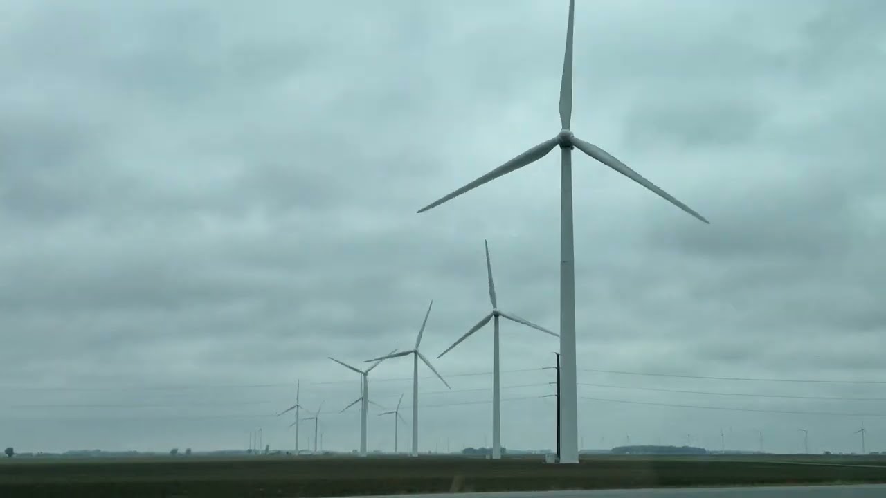 Wind Farms Along Interstate 65 North from Cairo to Chalmers, Indiana - May 2025