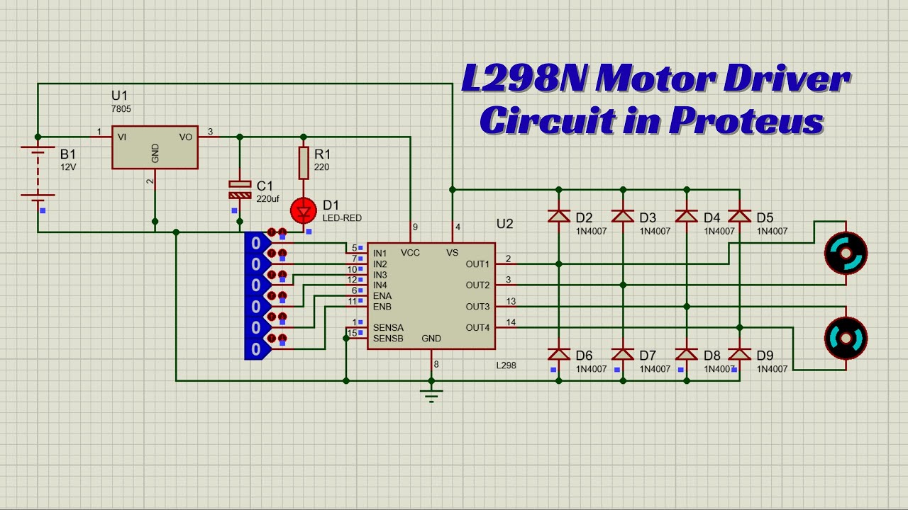 How to Build a Basic Motor Driver Using L298N H-Bridge in Proteus ...