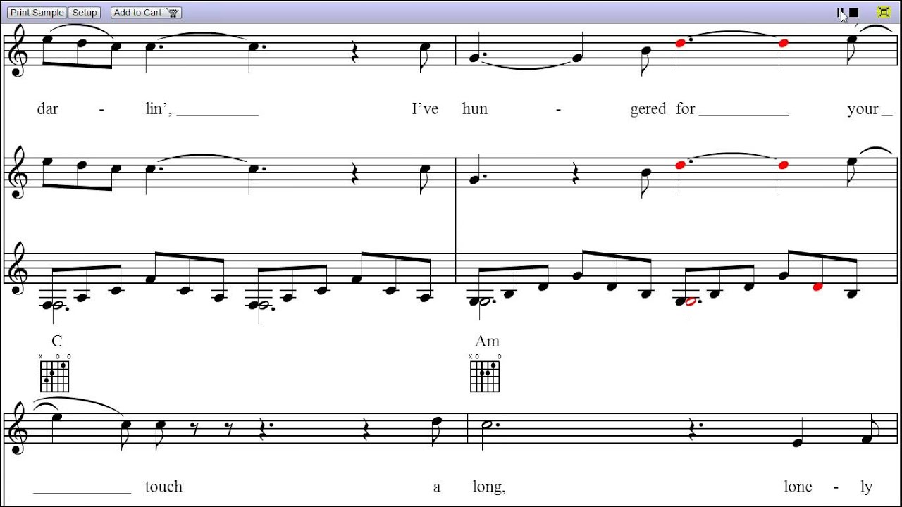 Unchained Melody" by The Righteous Brothers - Piano Sheet Music (Teaser) -  YouTube