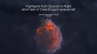 Highlights from SpaceX in-flight abort test of Crew Dragon spacecraft.  Stock Footage