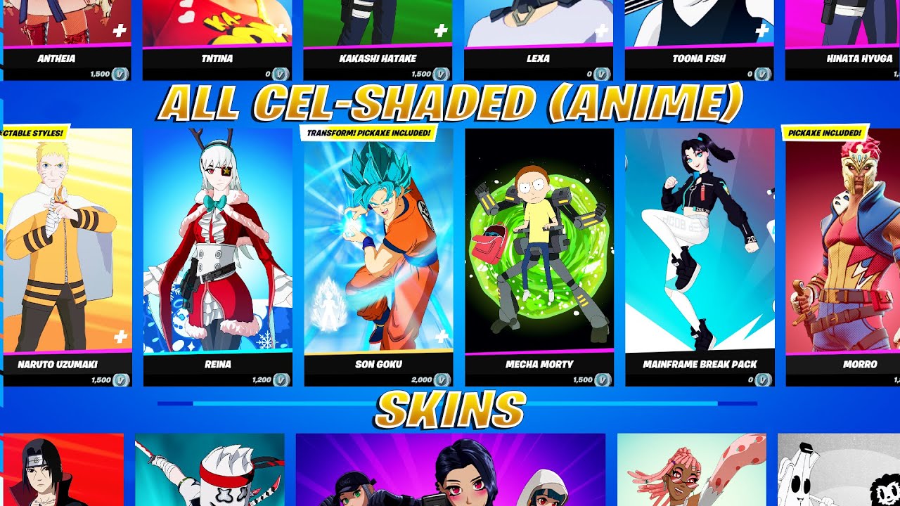 All Cel Shaded Anime Skins In Fortnite YouTube All Cel Shaded Anime Skins In Fortnite YouTube