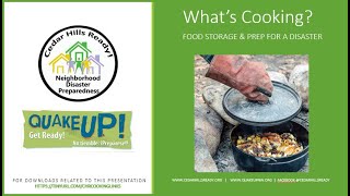 What’s cooking? Food storage & prep for a disaster  Cedar Hills Ready! & QuakeUp!