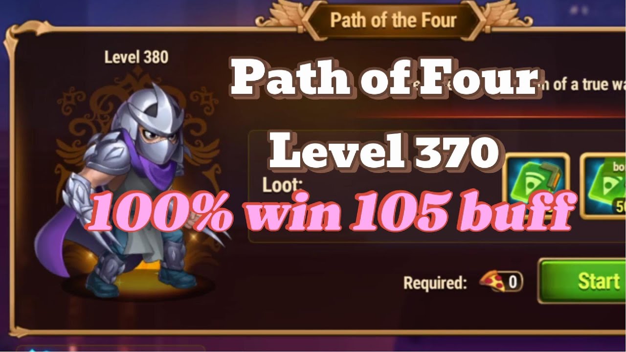 Level 370 - 105 Buff Path of Four Hero Wars Dominion Era - YouTube