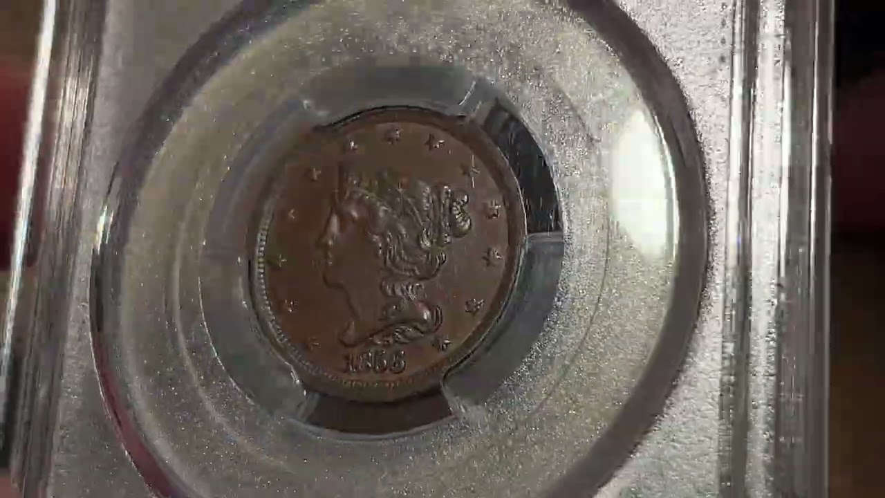 超レア　イギリスヴィンテージチケットロール１本　くすみブラウン　ベージュ 1856 Braided Hair Half Cent, PCGS AU58 - David Kahn Rare Coins
