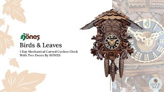 Birds & Leaves 1 Day Mechanical Carved Cuckoo Clock With Two Doors 23Cm By Hönes