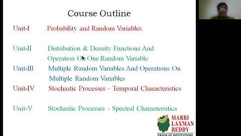 Unit 1 Lect1 Part1 Probability Theory and Stochastic Process Lecture 1