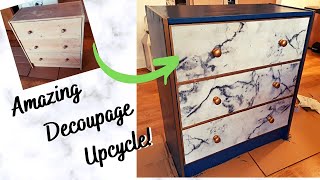 How to decoupage with wrapping paper - an upcycle demo!
