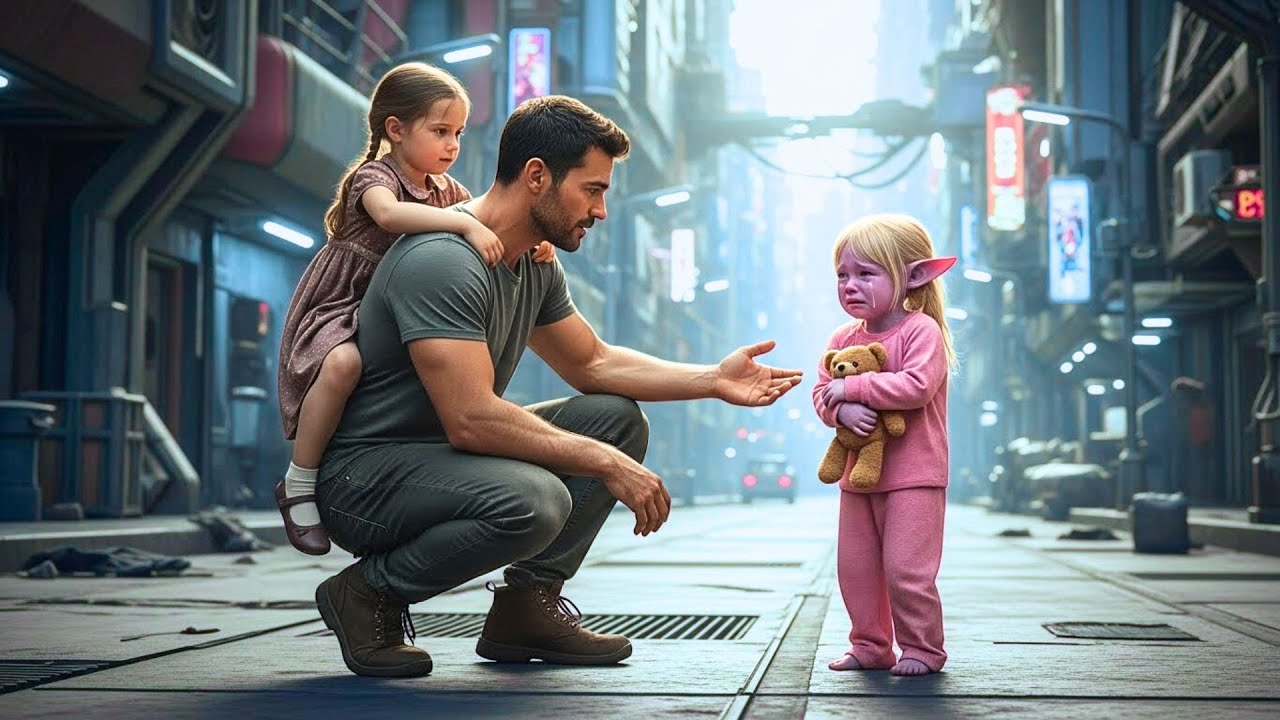 “My mom told me to wait” said the little alien girl to the human single dad but he realized somethin