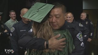 Austin police cheer on daughter of fallen officer at her graduation