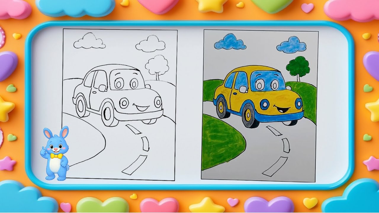Cute Car Coloring for Kids 🚗🎨 | Fun Colors & Easy Drawing
