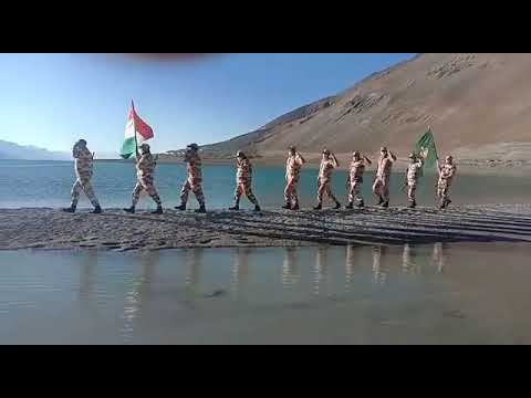 ITBP troops Celebrating Independence day 2020 on the banks of Pangong Tso in Ladakh