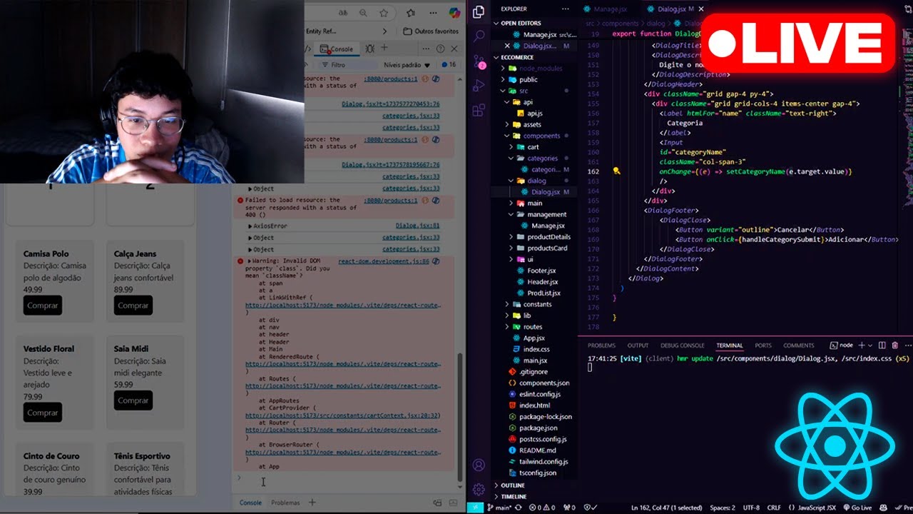 Fazendo Live ate o Estagio em Programação ( Projeto em ReactJS) - YouTube