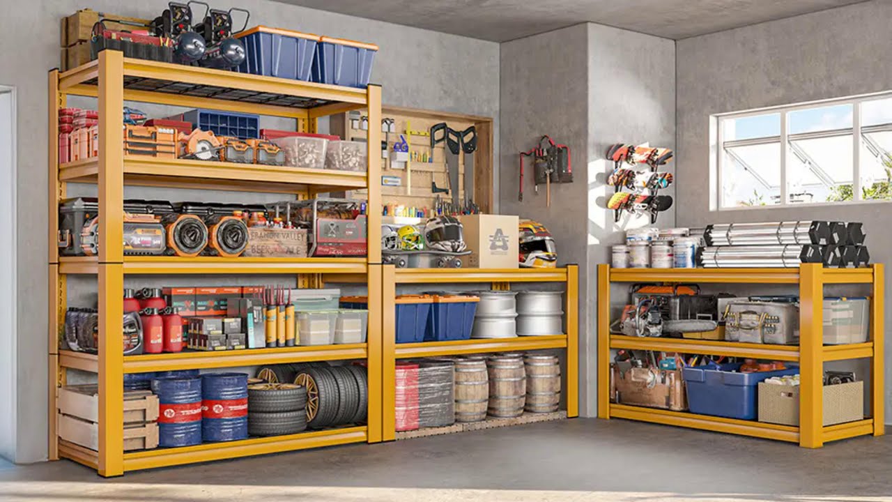 REIBII 72"H Metal Garage Shelving , 2500 LBS Adjustable Industrial Metal Storage Shelves