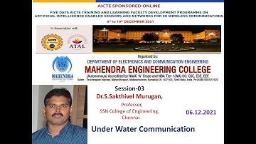 AICTE ATAL FDP   Session 3 - Under Water Communication
