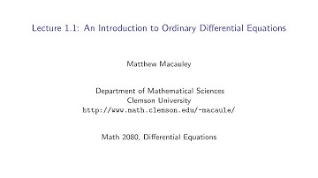 Differential Equations, Lecture 1.1: What is a Differential Equation?