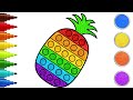 Learn how to draw easy pop it pineapple   more stepbystep drawing and colorings for kids