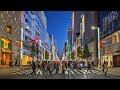 4K 60FPS HDR - Tokyo 🌇 Beautiful Evening Walk in Ginza, Luxury Shopping Area - 銀座の夜散歩