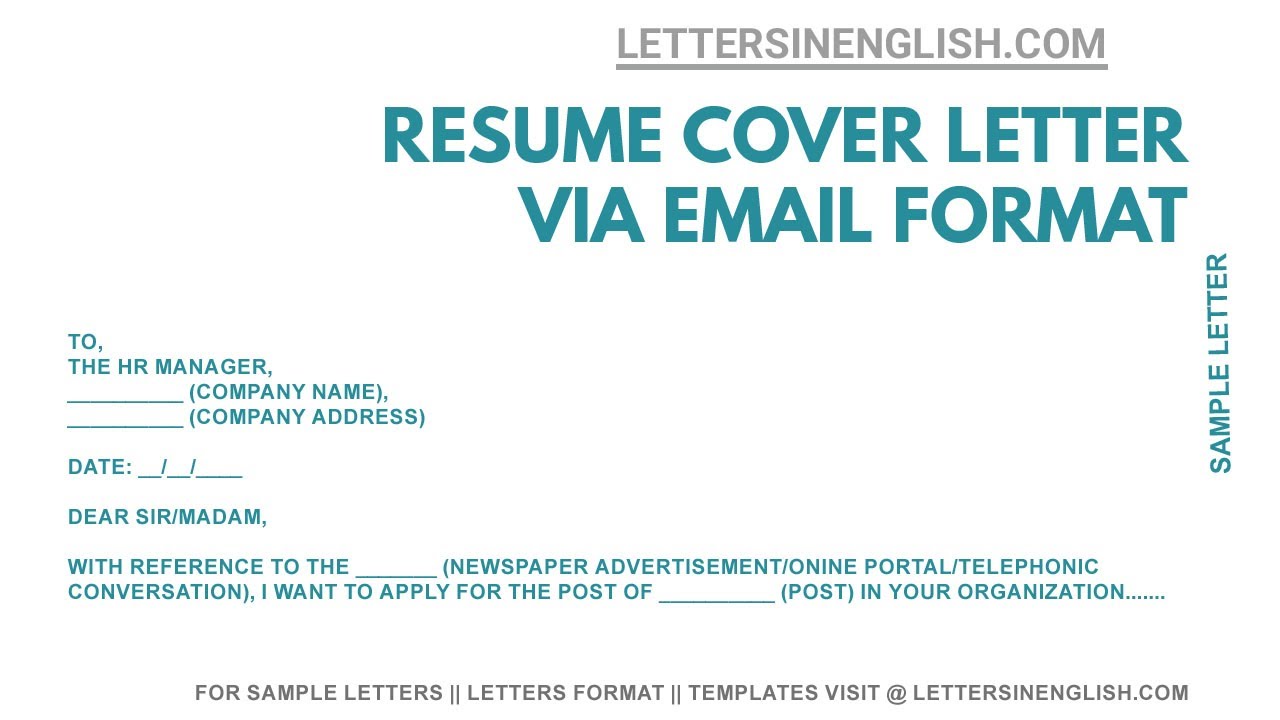 how to send a cover letter and resume