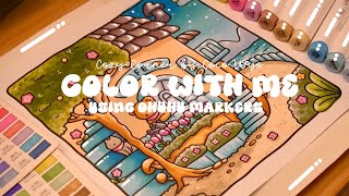 Color with me (ASMR) 🌊💙 'Cozy Corner' by Coco Wyo ✨ Using Ohuhu markers 🌱✏️ #adultcoloring #asmr
