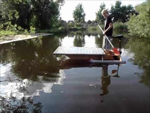 homemade plywood boat with solar panel and outrigger - youtube